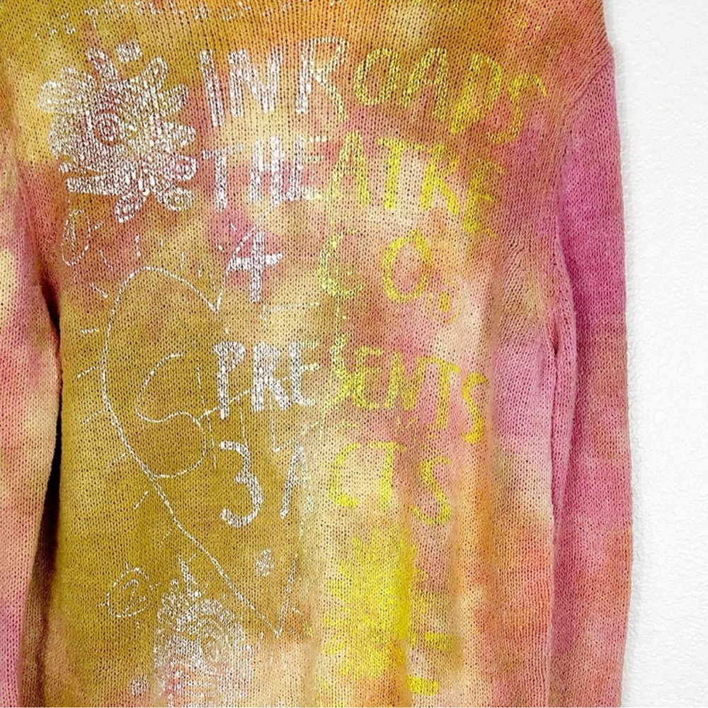 RARE The People of the Labyrinths tie dye graphic knit sweater Size S small - Picture 3 of 8